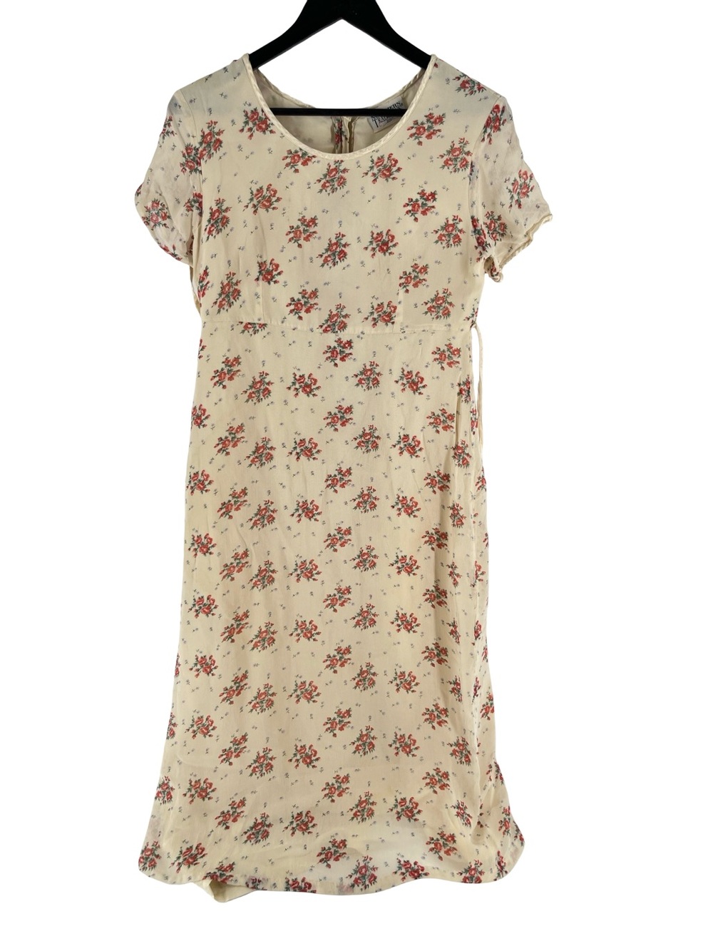 Vintage Northern Traditions M Rayon Floral Midi Dress Cottagecore Rose Sash - Picture 2 of 15